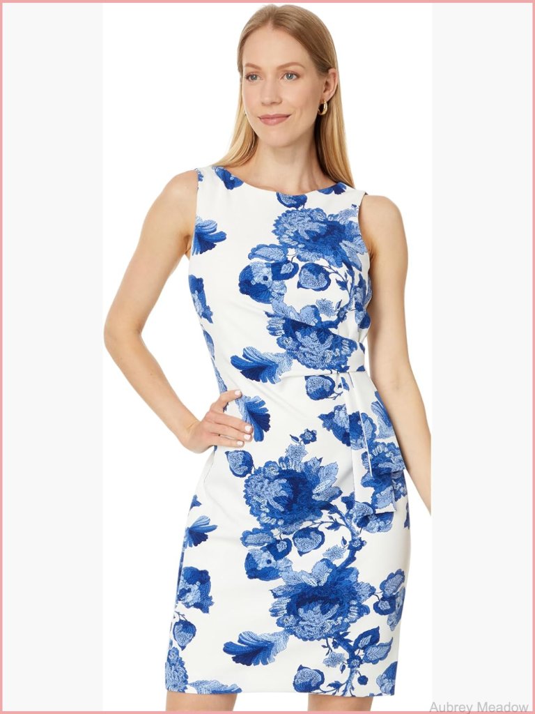 Sleeveless Sheath Mini Dress Boat Neck Fold Detail Crepe